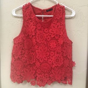 Topshop red floral top